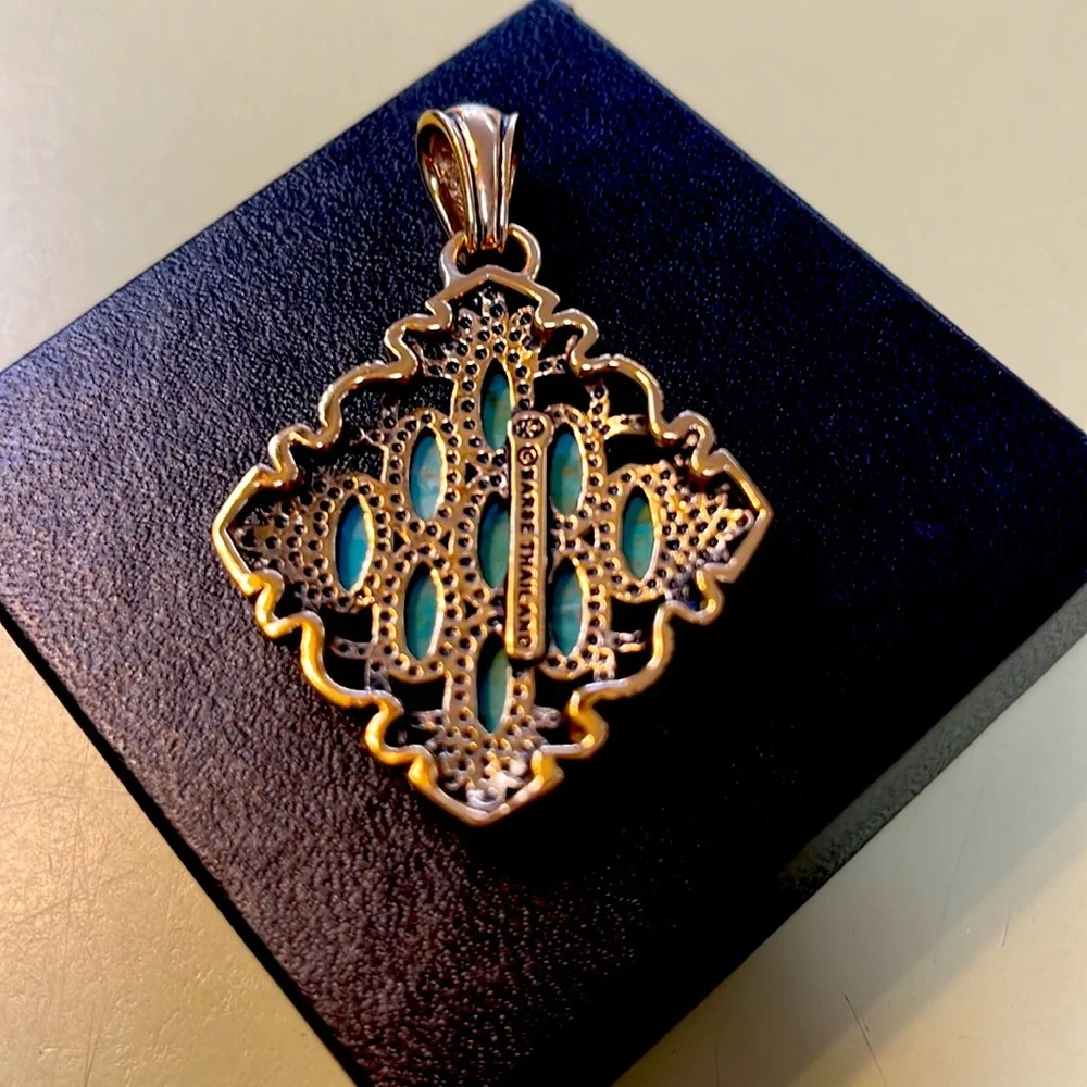 BARSE turquoise and gold pendant - Picture 2 of 6
